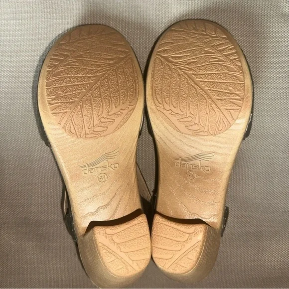 Dansko Teagan Leather Heeled Peep Toe Sandals EU 41 US 10.5-11 Gunmetal NEW